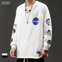 Embroidered NASA astronaut printed sweater mens Tide brand autumn new street trend casual pullover long sleeve top