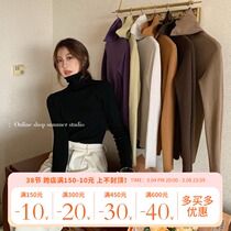 Summer home 2021 autumn winter new high collar soft glutinous pro skinny 100 lap knit undershirt female inner lap slim fit