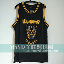 Custom Movie Black Panther Jersey No. 2 WAKANDA mesh embroidery basketball uniform personality hip hop training vest men