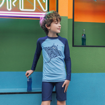 Blowind Medium and large Boys swimsuit Quick-drying long-sleeved sunscreen split childrens swimsuit for boys Teen suit