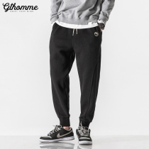 Autumn mens sweatpants loose toe pants closing trend sports pants Joker fashion brand casual pants plus velvet thickening