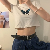 Summer new butterfly short-sleeved T-shirt female Japanese vitality Loli girl little short slim body slim original style