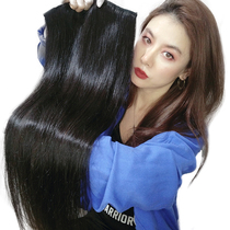 Real hair one-piece piece of hair wig U-shaped seamless real hair silk black long hair straight hair true natural reissue female