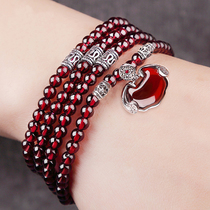 Pauline Valentines Day Gift Garnet Bracelet Female Natural Wine Collection Multi-Circle