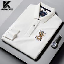 Spring and autumn long sleeve T-shirt men cotton top casual loose embroidery middle-aged polo shirt lapel autumn dress New Tide