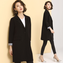 Net red black mid-length loose casual small suit jacket female 2021 spring and autumn new temperament British style suit