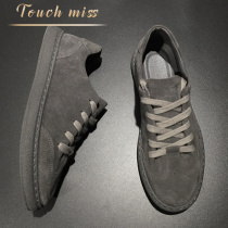 Touch Miss mens shoes new trendy shoes Japanese retro mens casual shoes leather shoes soft bottom suede shoes