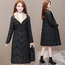 Down cotton-padded clothes women 2021 new long winter thick middle-aged mother autumn and winter lamb velvet coat