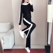 Tide brand 2021 Autumn New Korean loose thin wide leg pants fashion sports suit women casual two-piece set
