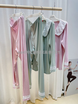 Aimei mommy 21 spring and summer thin modal lace stitching pregnant woman home set nursing moon suit