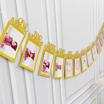 Childrens birthday decoration photo wall picture frame pull flag baby birthday happy party pull banner scene layout