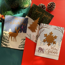 Three-dimensional handmade Christmas greeting card custom send customers vintage business exquisite Thanksgiving blessing gift Christmas card