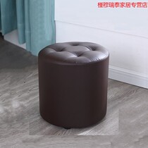 Stool Home Living Room Sofa stool doorway Shoes Stool Fashion Short Round Stool Tea Table Small Bench Solid Wood Mound Leather Stool