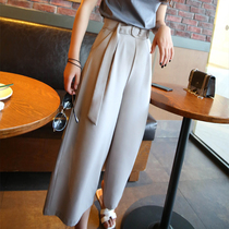 Chiffon wide leg pants female summer high waist vertical feel vertical drop feel wide leg pants thin foreign style Capri pants children loose