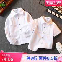 Children short sleeve white shirt Summer thin boy white shirt with long sleeves pure cotton Elementary school uniforms CUHK Tong Performance clothes