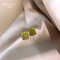 Green stud earrings simple temperament small Korean earrings 2020 new fashion women 925 sterling silver silver needle earrings