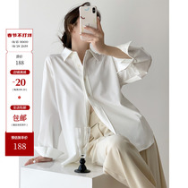 ICTS Gentle and elegant high wear rate brushed sense draped line sense basic silhouette white shirt