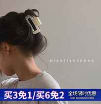 INS style fashion vintage tortoise color hairclip top clip temperament geometric hollow plastic big grab clip Korea New