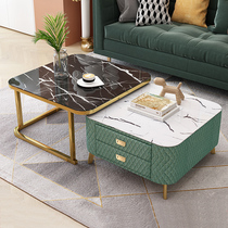 Light luxury combination tea table simple modern living room household marble Nordic small household tempered glass tea table