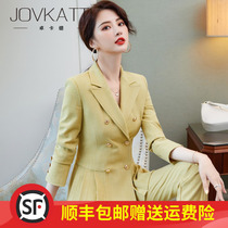 High-end President professional suit suit suit goddess Fan fashion business Korean version of formal interview plaid suit overalls