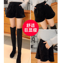 2021 Black Gold Velvet Spring and Autumn Slim Leather Pants Winter Small Fragrant Shorts Women Winter Joker Wear Wide Leg Pants