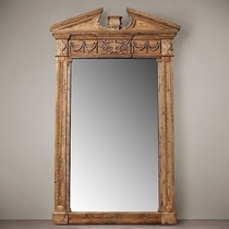 JSM foreign trade export French pastoral vintage old solid wood carved fitting mirror American Villa land dressing mirror