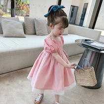 Princess Dress Girl Summer Children Summer Clothes Dress Dress Foreign Air Baby Super Fairy Fluffy Skirt Children Birthday Pink Dresses