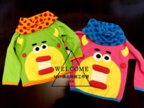 Export Japanese cute baby autumn and winter boys and girls children knitted long sleeve T-shirt cute cow sweater top