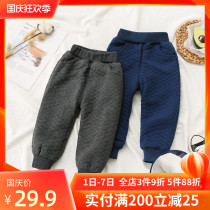 Boys long pants plus velvet winter baby cotton pants womens thick warm pants childrens triple sandwich sweatpants