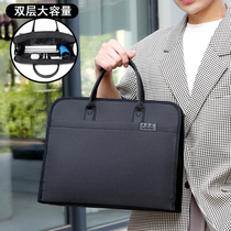 Customized file bag briefcase computer Hand bag file bag large capacity waterproof briefcase canvas information bag conference bag Hand bag business package office case file storage Memorial bag