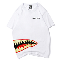 Hong Kong Tide Brand Shark Teeth Creative Short Sleeve Mens T-shirt Plus Size Loose Fashion Couple Half Sleeve base shirt