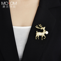 Fawn brooch female Korean temperament high-end sweater luxury Pearl atmosphere personality tide with jewelry pin buckle corsage