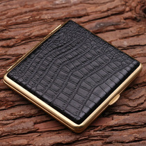 High-grade leather ultra-thin cigarette case 20-pack creative retro metal cigarette case anti-pressure portable copper cigarette case