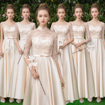 Bridesmaid dress female 2021 new autumn temperament long bridesmaid group sister dress dress dress dress wedding thin cover meat