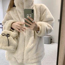 celine pianna rabbit fur fur grass jacket female winter young style collar Korean version otto rabbit fur suede coat
