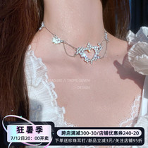 The absolute version of the princess: pure desire wind zircons stone sweet and beautiful temperament inlaid with neck chain loving flow Su Girl superfairy gas lock bone chain