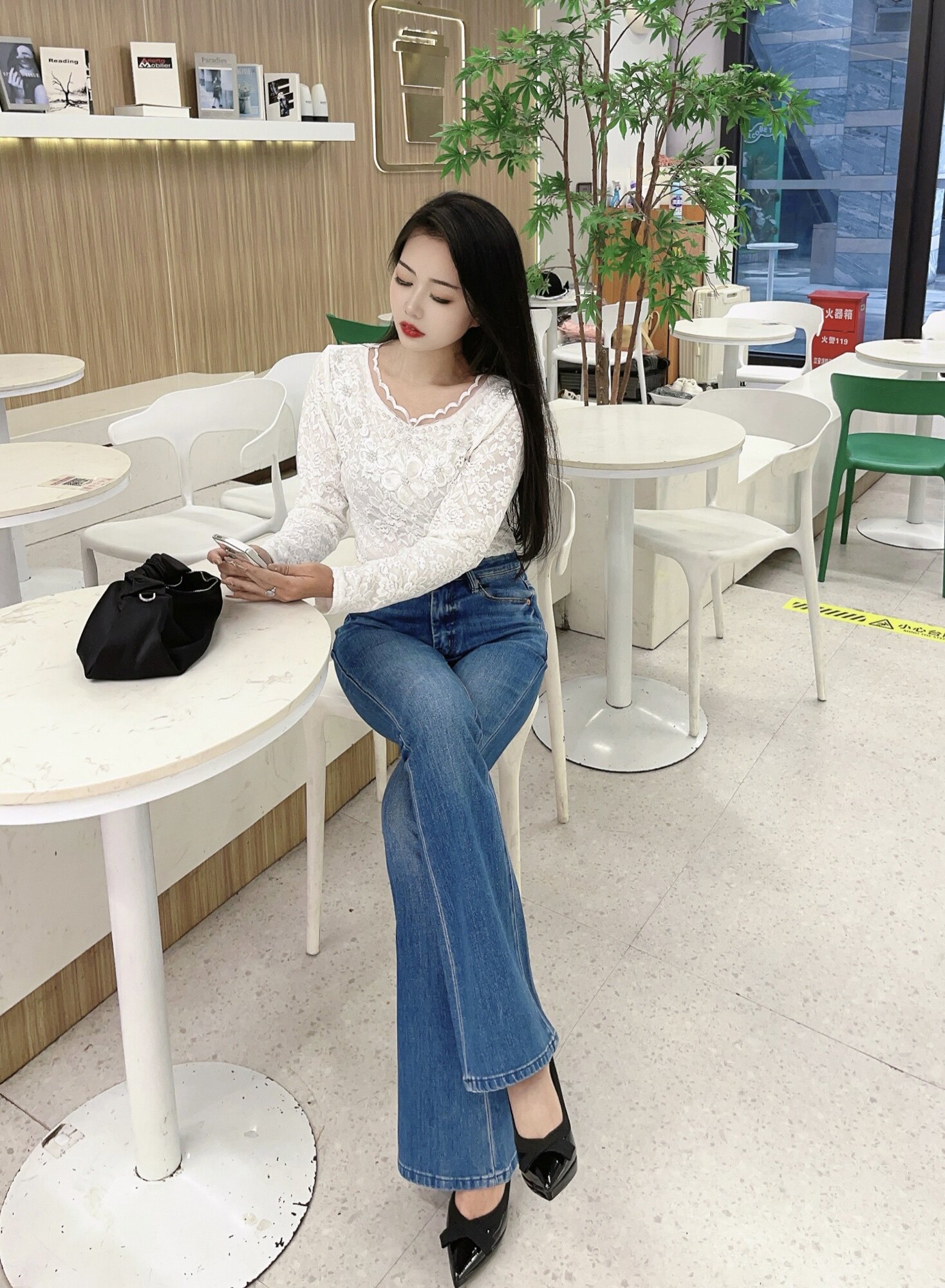 信购店主推荐春季超模裤 高腰弹力微喇叭设计 巨显瘦拉长比例 复古水洗百搭不挑人