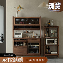 Pu Wood made Black Walnut sideboard solid wood Nordic simple storage wine Tea high cabinet against the wall living room