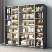 Bookcase glass door with lamp floor to floor shelf modern simple office locker sub-study living room wall bookcase