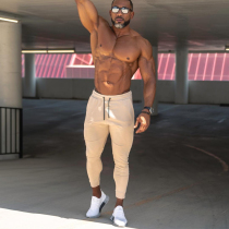 Muscle faith fitness pants High elastic slim solid color sports brothers Basketball training dog Europe and the United States thin trousers mens trend