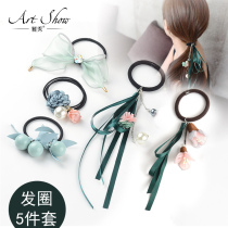 Head rope female Korean cute Korean hair rope net red ins Hairband leather band female tie hair silk ribbon head jewelry