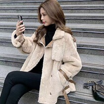 Lamb coat womens winter fur one 2021 New temperament hundred Tower slim short plush warm coat