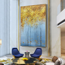 Hand-painted entrance decorative painting Fantasy Fortune Tree mural vertical version Light luxury hanging painting Home corridor Gold leaf three-dimensional thick oil