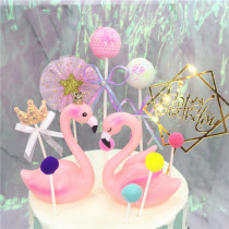Cake decoration decoration baking doll light Flamingo love bird decoration cake dessert table decoration ultra light style