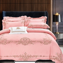 Yingren Wind Rework Embroidery 100 Long Suede Cotton Pure Cotton Jacquard All-cotton Sheets Covered With Hood Bed bedding Four pieces of cover