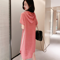 Cotton linen dress summer thin European station 2021 New European goods high-end stripes casual foreign style straight skirt women