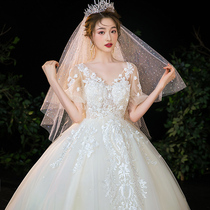 Main wedding dress 2021 New Palace style simple atmosphere high-end super fairy cover thick arm temperament bride pregnant women