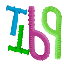 Red T-shaped tooth gum bite stick yellow green speech mouth muscle training tools children rehabilitation autism T-type P-character