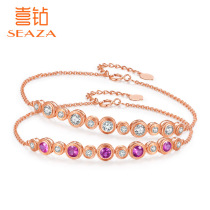 Diamond bracelet female 18K rose gold simple single diamond color treasure exquisite hand decoration real diamond to send girlfriend