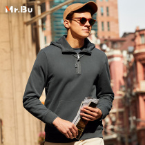 Mr Bu pure cotton Lions Long sleeves Acculate Mens autumn Winter pure colour Zipper Youth Ins Tide KT01295